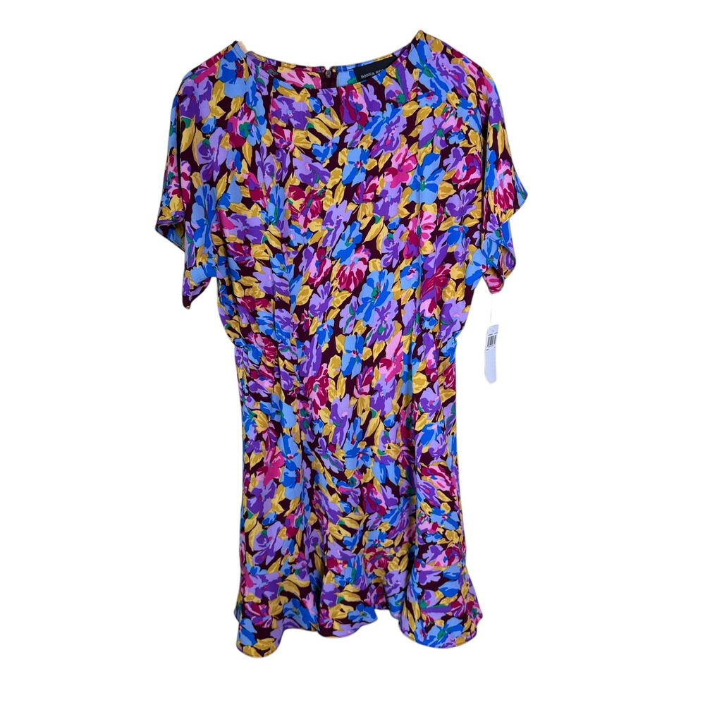 Donna‎ Morgan Womens Size 10 Floral Mini Dress Multicolor Short Sleeve
